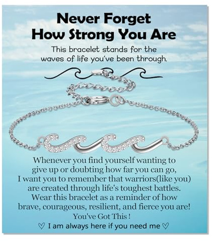 EPIRORA Inspirational Gifts for Women, Silver Wave Bracelet Jewelry Present for Friends Mom Daughter Sister, Thinking of You Cheer Up Healing Bracelets Get Well Soon Gifts for Women