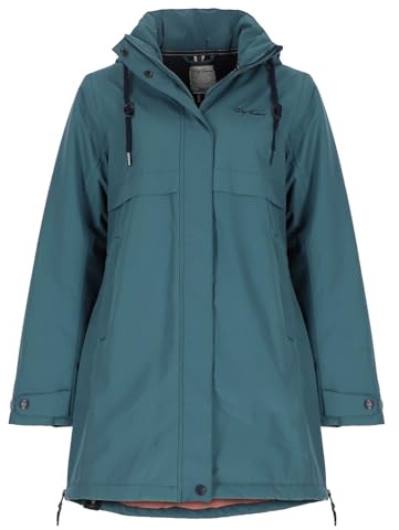 Dry Fashion Damen Funktionsmantel Alaska - Outdoor-Jacke Oliv, Größe 36 | Warm gefüttert, Atmungsaktiv, Wind- & wasserdicht, Verschweißte Nähte, Abnehmbare Kapuze, Reißverschlusstaschen, Innentasche