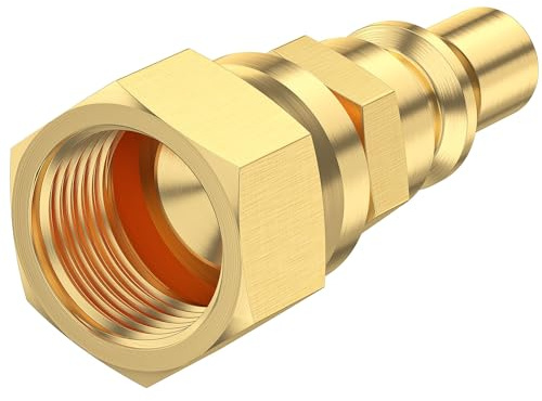 1/4'' RV Propane Quick Connect Fittings to 3/8 Female Flare for Connecting Low Pressure Gas Appliance Heater Grill Fire Pit and RV Quick Connect Hose, 1/4 quick key connect plug x 3/8 Female Flare