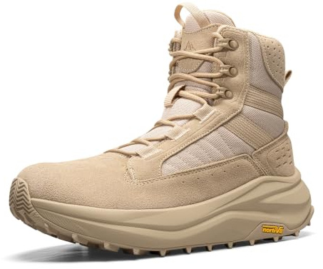 NORTIV 8 Herren Militärische Taktische breiter Zehenbox | Rutschfest Militärstiefel Barfuß Wanderschuhe mit niedrigem mit seitlichem Reißverschluss Motorrad Kampfstiefel Arbeitsschuhe