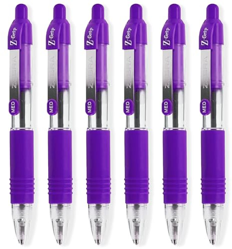 Zebra Pen Z-Grip Mini Ballpoint Pens - 11.4cm Length - Violet Ink - Pack of 6