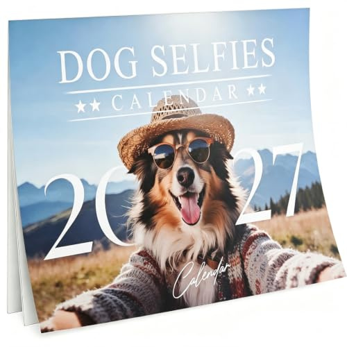 Lustiger Hundekalender 2026, niedlicher 12-Monats-Wandkalender mit entzückenden Hunde-Selfies, Kalender 2026 für Zuhause und Büro, ideales lustiges Wichtelgeschenk für Hundeliebhaber