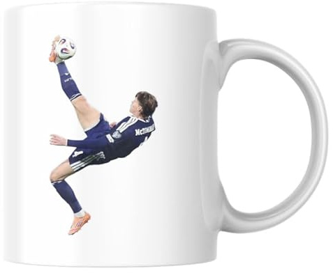 Scotland Football Mug, Tartan Army Fan Gift, No Scotland No Party Ceramic Coffee Cup, Come On Scotland Supporter Gift | Scott McTominay Overhead Kick | 11oz White Mug