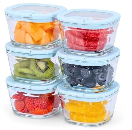Econovo Glasdosen mit Deckel 250ml 6er Set, auslaufsicher, für Meal Prep | Kleine Frischhaltedosen aus Borosilikatglas mit Deckel und Silikondichtung, ideal für Snacks, Dips, Dressings und Obst