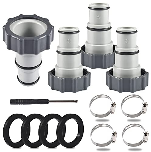 Forhome 4 Stück Schlauchadapter Pool, Poolschlauch Adapter, Anschluss Für 32 und 38 mm Pool-Schlauch, Adapter für Intex Pool, Schlauchadapter für Pumpe mit Innengewinde