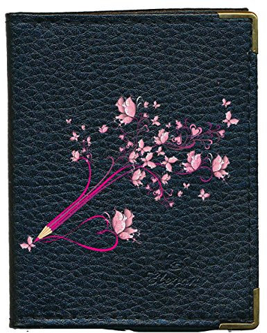 Syl'la Pochette Etui Porte Cartes bancaire, Credit, fidélité, Noir - pour 24 Cartes Crayon Papillon