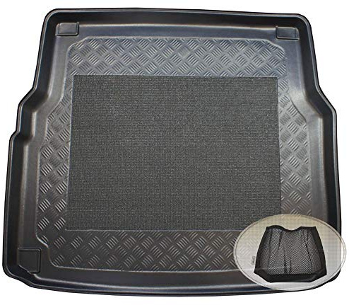 ZentimeX Kofferraummatte mit Organizer und Antirutsch, Fahrzeugspezifisch für Mercedes C-Klasse Avantgarde S205 W205 T-Modell Kombi 5-türer 2014-, Laderaumwanne aus Kunststoff, Schwarz