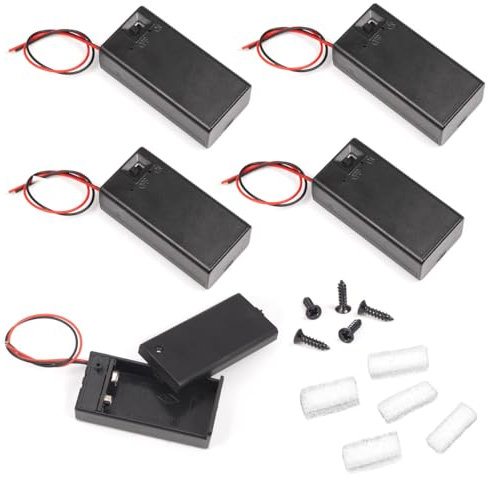 LAMPVPATH (Pack of 5) 9v Battery Holder, 9 Volt Battery Holder with Switch, 9v Battery Case with Switch