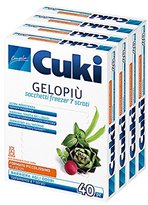 Cuki Gelopiù Sacchetti Freezer 7 Strati Piccolissimi - 17 x 22 cm - 0,7 L - 4 confezioni da 40 pezzi