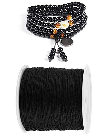 100M x 0.8mm Cordon en Nylon satiné Kumihimo Rattail-Blanc Cordon Chinois Nœud Fil de Garniture crête pour nouage macramé Satin RATT Fabrication de Bijoux Couture Noir pour Collier Bracelet Perles