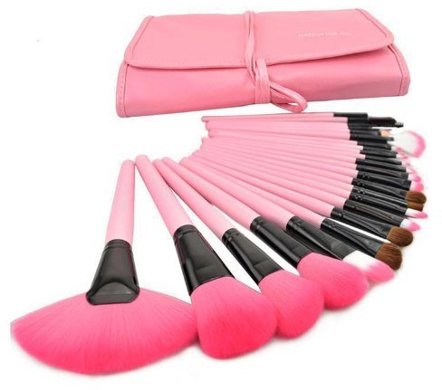 DMZK Jeu de 24 Pinceaux Brosse Brush Set Pinceaux Maquillage avec Sac Rose