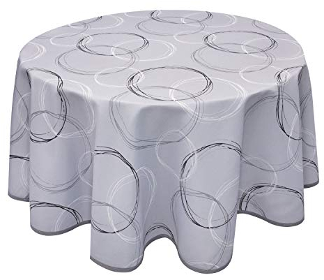 Valia Home Tischdecke mit Teflonbeschichtung für Innen- & Außenbereich anwendbar Wasser & Schmutzabweisend Dank verlässlichem Lotuseffekt - rund 140 cm grau