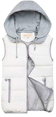 Doudoune Femme Hiver Chaud Femmes Veste a Capuche Sans Manche Gilet Pull Court Sweat à Capuche Zip