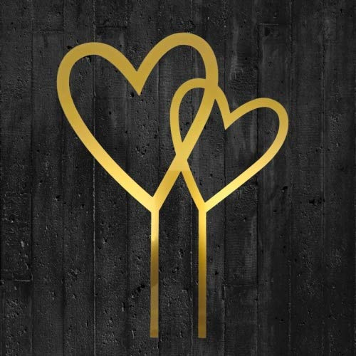 Cake-Topper Doppelherz Acryl gold
