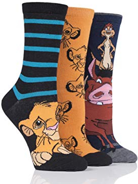 SOCKSHOP Femme Disney The Lion King Chaussettes en coton Paquet de 3 Assorti 37-42