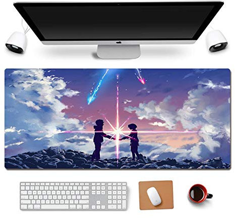 ITBT Tappetino Mouse Your Name Tappetino per XXL Mouse da Gioco - Gaming Mousepad Extra Grande 900 x 400mm - Pad 3mm con Base in Gomma Antiscivolo - Spessore 3mm Anime Tappetino Mouse, A