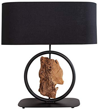 invicta INTERIOR Elegante Design Tischlampe ELEMENTS 58cm schwarz Fuß aus Massivholz Retro Stil
