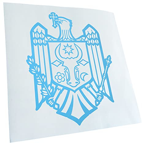 Kiwistar - Autoaufkleber - Moldawien Wappen - lichtblau - 40x32cm - Heckscheibe Auto Aufkleber wetterfest für Kfz LKW Mofa Truck - Sticker außen selbstklebend Tuning Zubehör für Fenster Fahrzeug