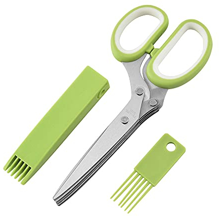 GENERY VariousHK Kräuterscheren Set Mehrzweck Schneidschere mit 5 Edelstahl-Klingen und sicherer Abdeckung,Reinigungsbürste,Küchenhelfer zum Schneiden für Gemüse,Petersilie,Rosmarin Kräuter