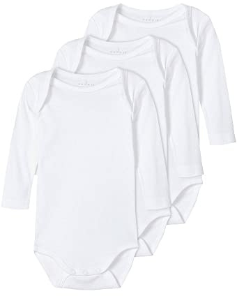 NAME IT 3er Pack Unisex Langarm Baby Bodys aus Bio-Baumwolle