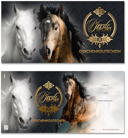 GESCHENKGUTSCHEINcom by POS-HAUER. 100 Gutscheine, blanko zum selbst Ausfüllen. Für Reitsportgeschäft Reitstunden.