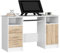 AKORD Schreibtisch ANA 124 cm | mit 1 Tür und 3 Schubladen | Office Desk | Computertisch | Bürotisch | PC-Schreibtisch | B124 x H74 x T52 cm | Gewicht 46,40 kg | Weiß/Sonoma Eiche