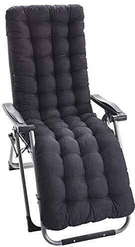 PIPOEI Auflage für Gartenliege Deckchair Auflage 125x48x8 cm,gebürstete Baumwolle Deckchair Auflage,Polster Sonnenliege Strandliege für Innen, Außen, Urlaub(Size:Schwarz)