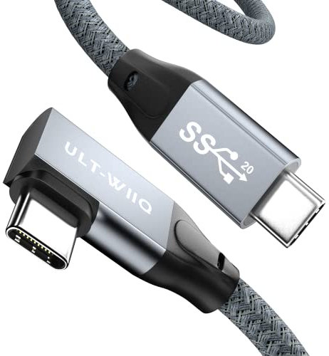 USB C a USB C Cavo, Cavo USB 3.2 Gen2x2 90 Grad con trasferimento dati 20 Gbps, Ricarica rapida PD 100 W, Uscita video 5K 4K@60Hz per MacBook Pro, Samsung S22, SSD T5 T7 X5, Hub, Monitor (0,5m)