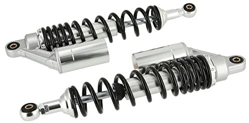 Set: Tuning-Federbeine 360mm, mit externen Ausgleichsbehälter, Schwarz/Silber - für Simson S50, S51, S70