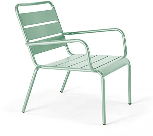 Oviala Gartensessel, niedrig, Relax, Stahl, Salbeigrün – Palavas