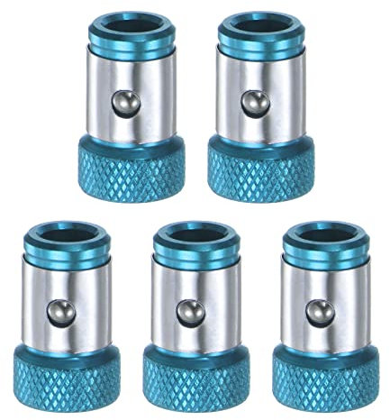 sourcing map 5pcs Magnetic Screw Ring Holder Removable Bit Magnetizer for 1/4 Hex Shank Screwdriver Power Bits, Blue