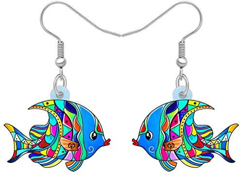 DOWAY Acryl Cute Hai Qualle Schildkröte Ohrringe Seepferdchen Oktopus Krabbe Schmuck Meerestiere Deko Geschenke für Frauen Mädchen (Fisch)