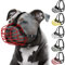 Pitbull Maulkorb für Hunde, Metallmaske, Amstaff sicherer Drahtkorb, verstellbar, langlebig, Lederriemen für große Hunde, Rot