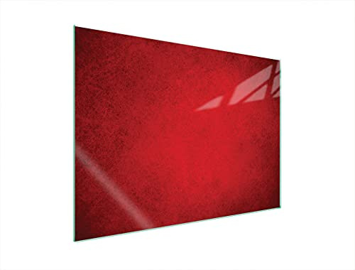 DarHaus Herdabdeckplatte 70x52 cm Einteilig Glas für Elektroherd und Induktion Herdschutz Spritzschutz Glasplatte Deko Schneidebrett, Rot
