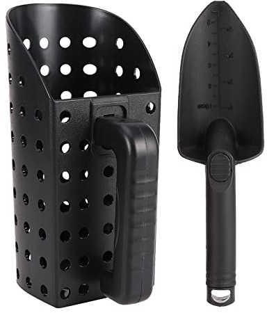 DASNTERED Sand Scoop and Shovel, Metal Detecting Accessories Shovel Treasure Hand Tool Sand Scoop Set Metal Detecting Professional(Black,size:2pcs)