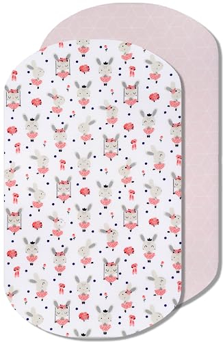 Lovely Hippo 2X Spannbettlaken 100% Baumwolle - Kompatibel Iora - Set 2X - 60x80cm - Kompatibel Iora (Tänzerin Rosa, 60 x 80 cm)