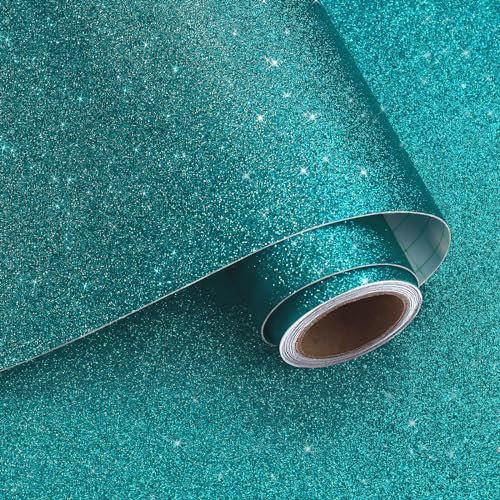 VaryPaper Papier Peint Paillettes Bleu 40cmx200cm Papier Collant pour Meuble Rouleau Adhesif Decoratif Papier Peint Salle de Bain Salon Chambre Fille Armoire Décoration de Fête Papier d'emballage