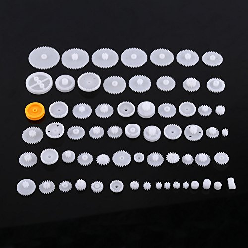 Watris Veiyi Plastik Motor Zahnräder, Kunststoff Getriebe Set, Zahnriemen Riemenscheibe Set, Plastic Gears für Toy Motor Car Robot(64 Stück)