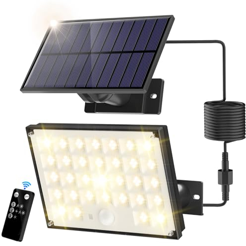 SIGRILL Solarlampen für Außen, Solar Strahler Solarleuchte mit Bewegungsmelder, 127 Led Solar mit Bewegungsmelder 3 Modi Außenleuchte für Terrassen/Garagen Warmes Licht, mit 5m Verlängerungskabel