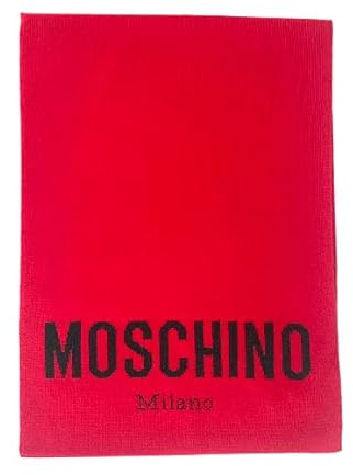 MOSCHINO Roter schwarzer Logo Damen Wollschal, rot, 30x180cm