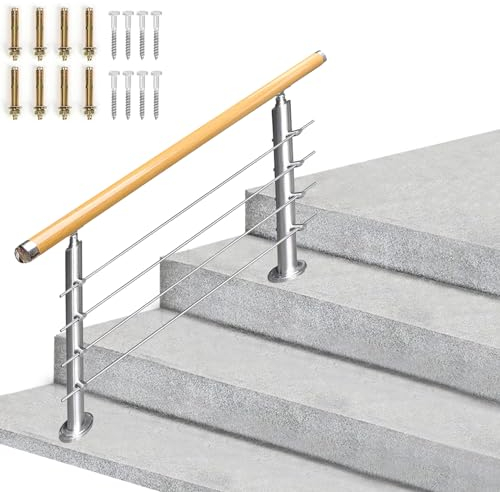 Geländer Treppengeländer Veranda Treppengeländer Sets, Außenhandläufe Für Außenstufen 2 3 4 5 6 7 8 9 10 Stufe, PVC-Handläufe Und Edelstahlpfosten, Komplettes Kit ( Color : 8.5ft/260cm , Size : H 35.4