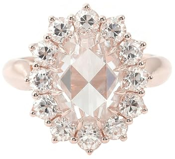 Eheringe 9 Karat Rosegold Ring, Partnerringe Verlobungsringe Blume mit 3ct Moissanit Ringe Größe 47 (15.0)-67 (21.3)