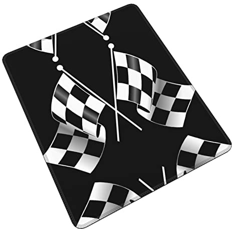 Tapis de souris avec motif de drapeau à damier noir et blanc avec design épais, qui adhère au bureau et ne se déforme pas