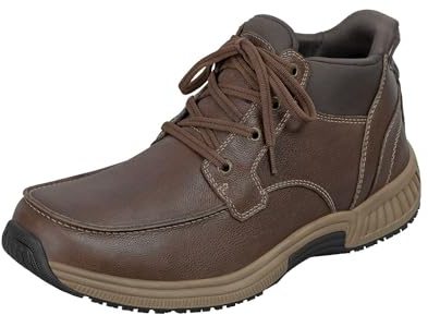 Orthofeet Verno Orthopädischer Herren-Stiefeletten | Hands-Free Einstieg, Rutschfeste Lederstiefel Mit Fußgewölbestütze, Ergonomischer Dämpfung Und Breiter Zehenbox