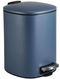 Blue Canyon Santorini Pedal Bin - 3L Stainless Steel Trash Can With Anti-Fingerprint Finish for Kitchen, Bathroom, Bedroom, Office - Modern Square Waste Container in Ice Blue