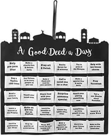 Eid Mubarak Hängender Filz-Adventskalender, Muslimische Islamische Partydekorationen, Hängender Filz-Countdown-Kalender mit 30 Kleinen Taschen, 40 X 39 X 1 Cm, Dekorative Lichter