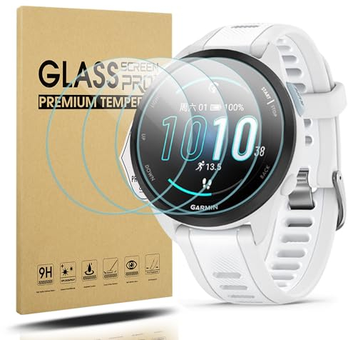 Diruite 4 Piezas para Garmin Forerunner 165/165 Music Protector Pantalla Cristal Templado,HD Vidrio Templado Protector Reloj para Garmin Forerunner 165/165 Music Protector[Anti-Raspado]