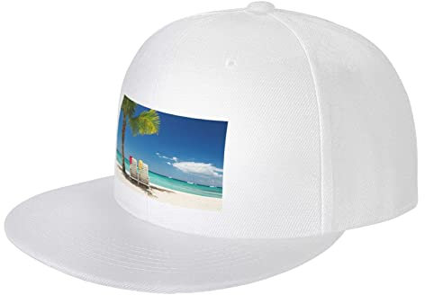 JCAKES Flache Schirmmützen für Damen und Herren, Palmenstühle, Boote, verstellbare Snapback-Kappe, langlebig, leicht, bequem und einfach zu reinigen, weiß, One size