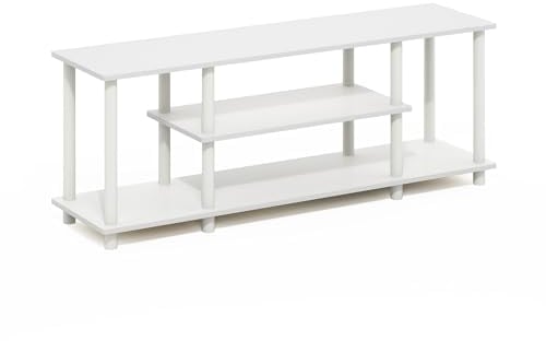 Furinno Turn-N-Tube No Tools 3D 3-stufiger Entertainment-TV-Ständer, Weiß/Weiß