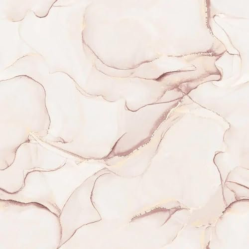 Elysian Marble Pink Wallpaper - Modern Contemporary Metallic Gold Effect - Trendy Stylish Feature Wall